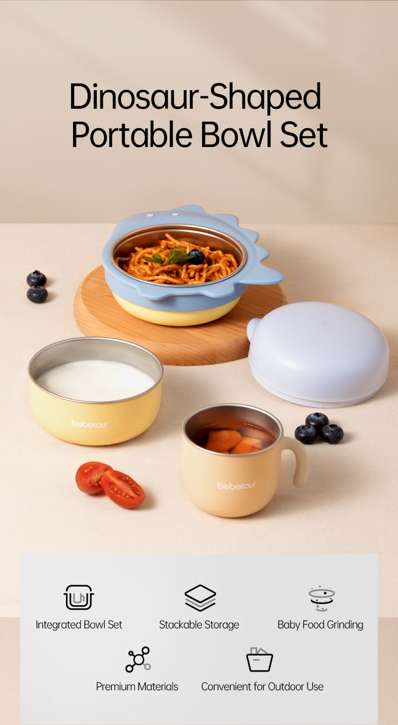 Bebetour Dinosaur-Shaped Portable Bowl Set Bebetour Australia
